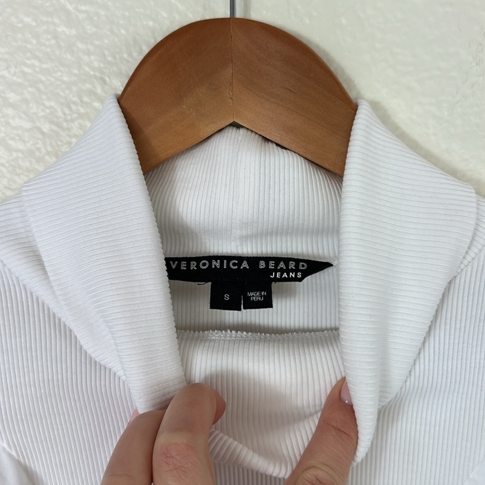 Veronica Beard Avalon White Ruffled Rib Knot Turtleneck Size small - Picture 6 of 7